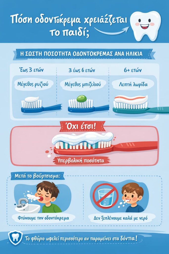 Πόση οδοντόκρεμα χρειάζεται το παιδί;